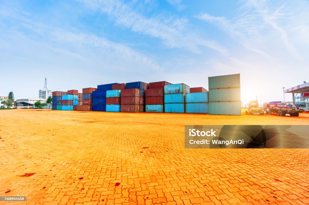 Stack Of Containers Box Cargo Freight Ship For Import Export Lo Stock ...