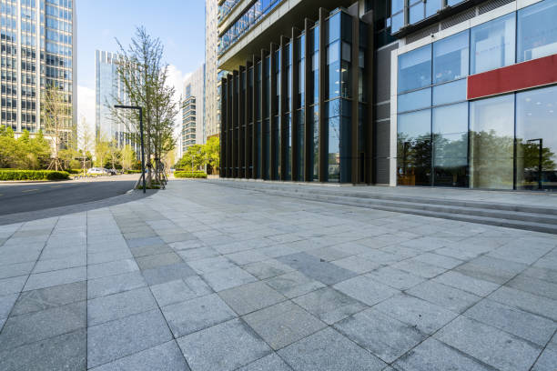 istock Empty floor and modern office building ,qingdao,china 1168955789