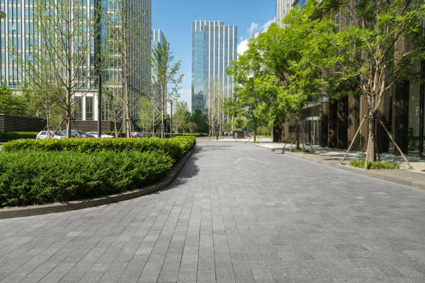istock Empty floor and modern office building ,qingdao,china 1168956284
