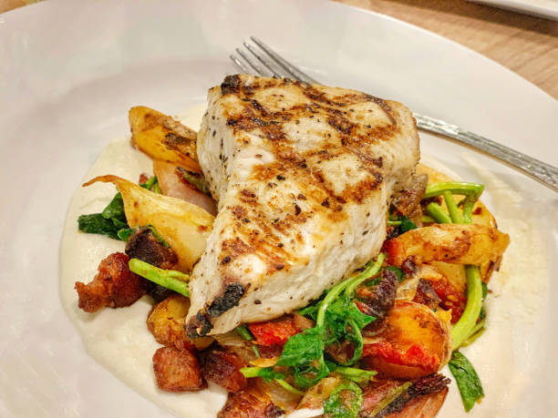 istock Grilled Mako Shark Steak with Vegetables 1168957202