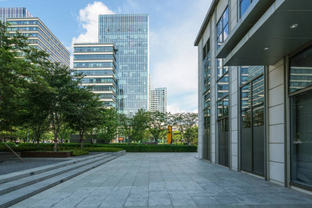 istock Empty floor and modern office building ,qingdao,china 1168957536