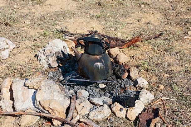 istock A stove and a black teapot with the fever extinguished 1168962053
