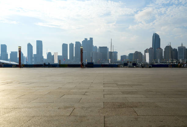 istock Empty floor and modern office building ,qingdao,china 1168962641