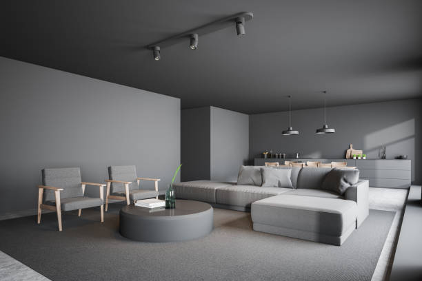 istock Gray living room and kitchen corner 1168964850