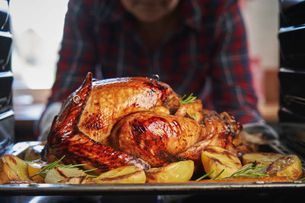 istock Roasting Turkey in the Oven for Holiday Dinner 1168964925