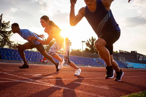 istock Athlete Men and Woman preparing and exercise for run 1168965139