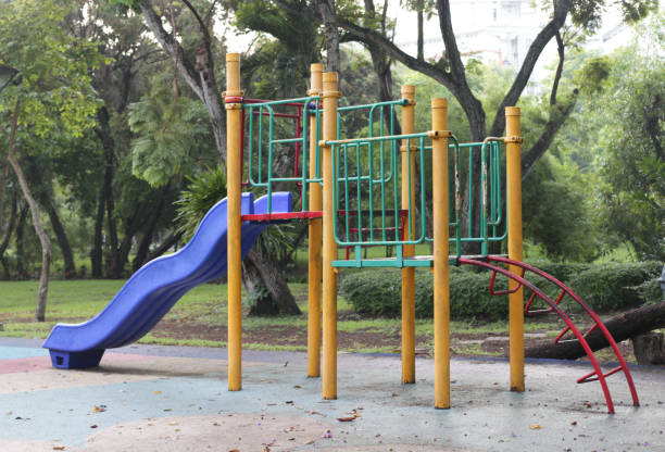 istock Toy playing equipment or slider in playground 1168966354