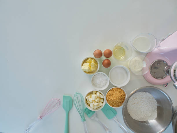istock Baking equipment and ingredients contain flour, butter, eggs, milk, sugar. 1168971262