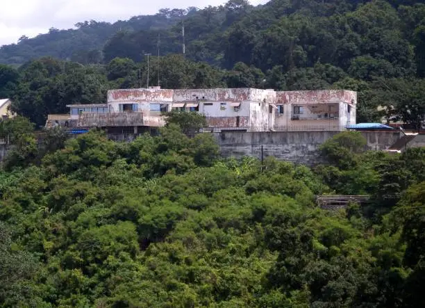 Bangui, Central African Republic: military instalation of a hillside, surrounded by forest - old French colonial fort