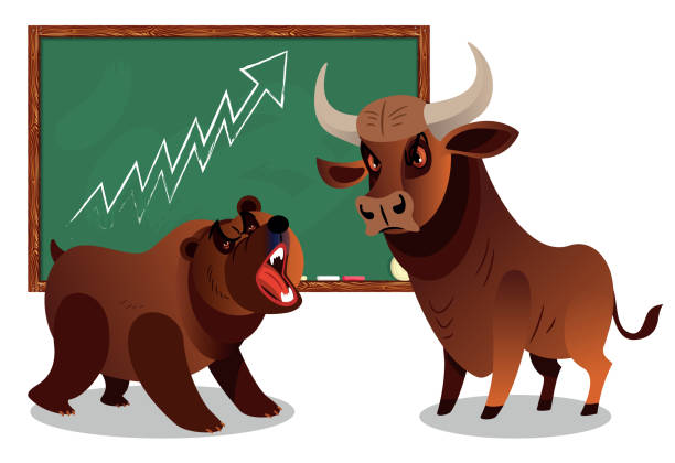 곰과 황소 - bull bear stock market new york stock exchange stock illustrations
