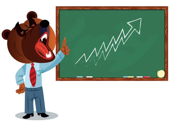 Vector illustration of Bears and Stock Market and Exchange