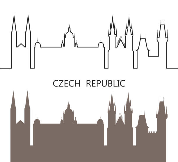 Czech Republic logo. Isolated Czech architecture on white background EPS 10. Vector illustration wenceslas square illustrations stock illustrations