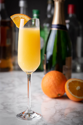 classic mimosa on marble background