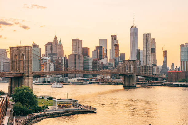 istock View of New York Skyline and Brooklyn Bridge during sunset 1168982937