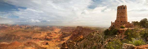 malowniczy punkt widokowy panoramiczny na południowym brzegu w parku narodowym wielkiego kanionu - arid climate travel destinations canyon dawn zdjęcia i obrazy z banku zdjęć