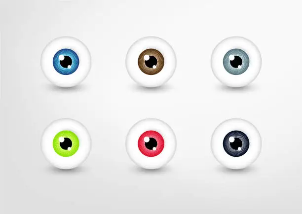 Vector illustration of Vector eyes collection, colored eye set