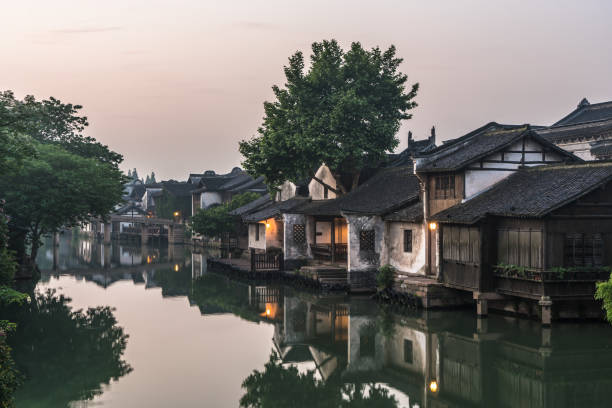 istock Foogy scene in Wuzhen, China 1168995626