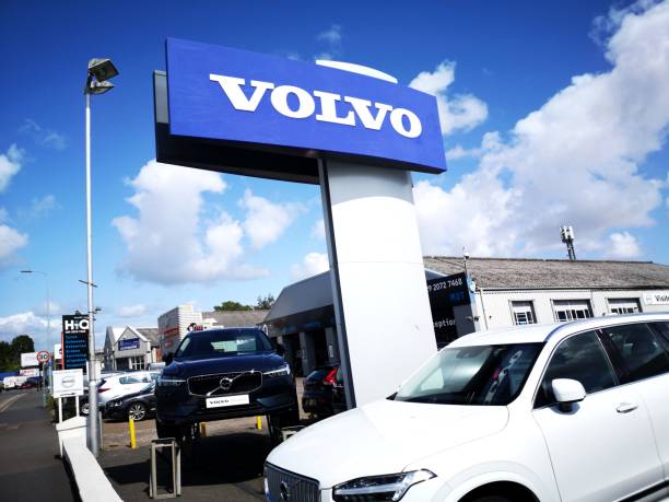Volvo Car Dealership - UK Cardiff, UK: August 19, 2019: Volvo Car Dealership. Volvo cars, stylized as VOLVO - is a luxury vehicles brand and is a subsidiary of the Chinese automotive company Geely. volvo photos stock pictures, royalty-free photos & images