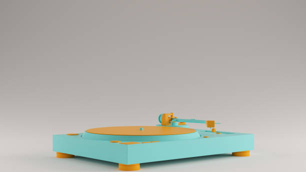 istock Gulf Blue Turquoise and Orange Vintage Turntable Record Player Angled 1168999770