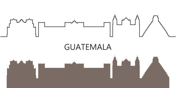 ilustrações de stock, clip art, desenhos animados e ícones de guatemala logo. isolated guatemalan architecture on white background - plaza mayor