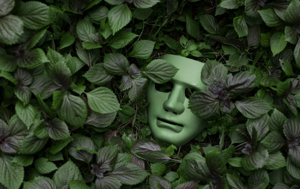 abstract theater mask in the ground