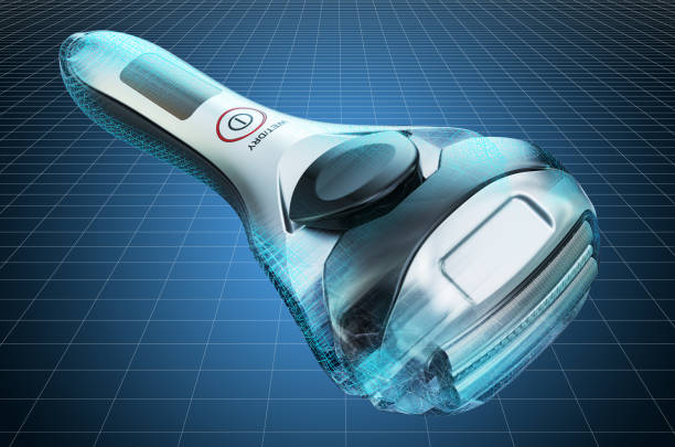 istock Visualization 3d cad model of foil-type cordless razor, shaver, blueprint. 3D rendering 1169003052