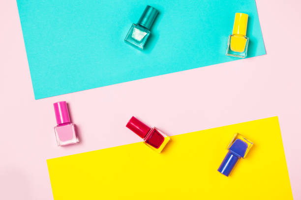 istock Nail polish bottles pattern background. Close up. 1169003724