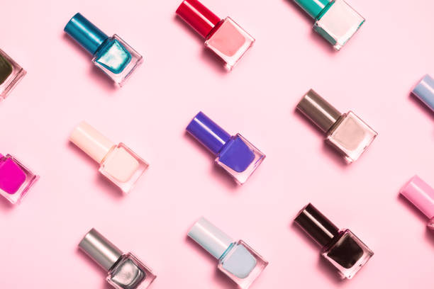 istock Nail polish bottles pattern background. Close up. 1169003727