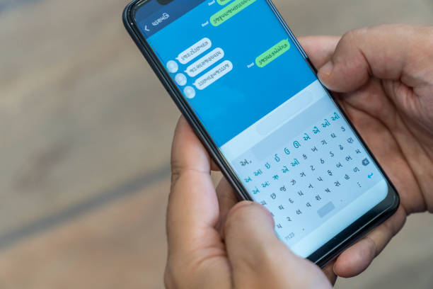 istock Writing alien messages with hieroglyphs on a smartphone 1169004782