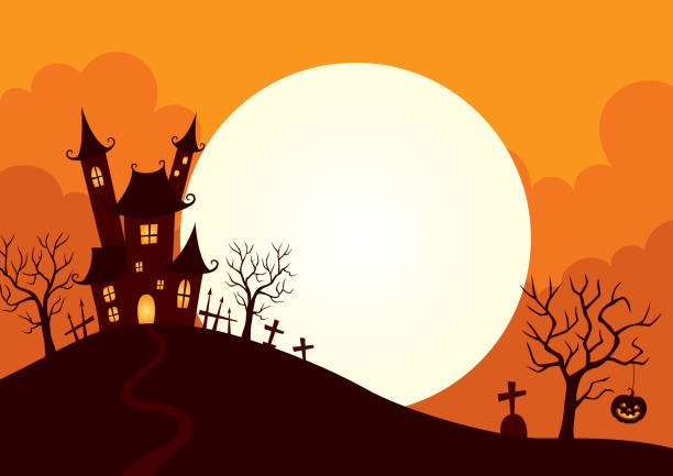 할로윈 배경 - haunted house stock illustrations