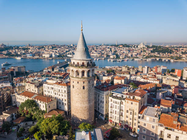 Galata tower. Istanbul city aerial view stock photo
