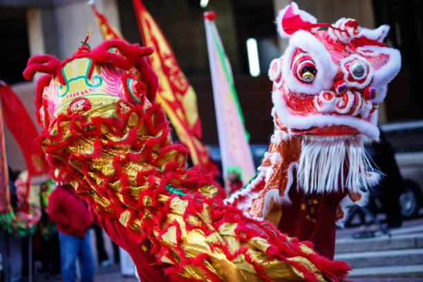 istock Traditional Chinese Lion Dancers 1169009401