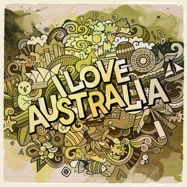 私は手のレタリングと落書き要素が大好き - koala australian culture cartoon animal点のイラスト素材／クリップアート素材／マンガ素材／アイコン素材