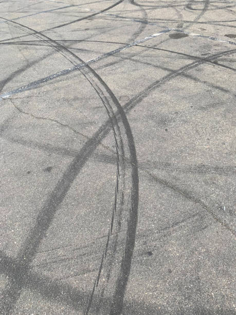 istock Multiple traces of braking. Dirty prints. 1169016386