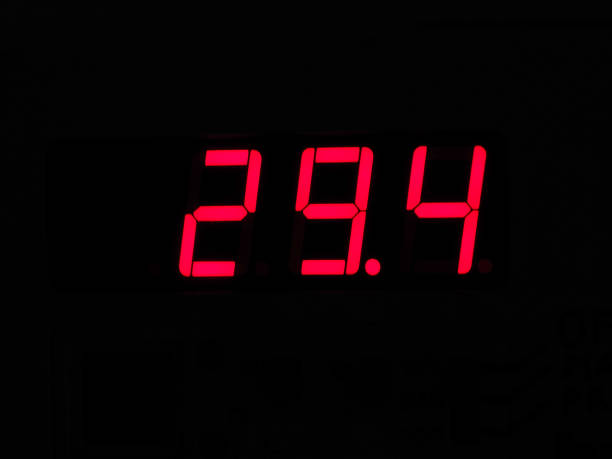 istock Digital LCD display of thermometer showing hot temperature in Ce 1169027219