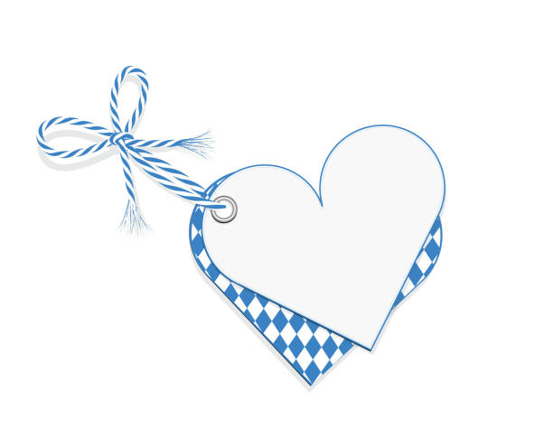 октоберфест пустой карты сердца с ромбом шаблон и лента лук, вектор иллюстрации изолированы на белом фоне - bayern stock illustrations