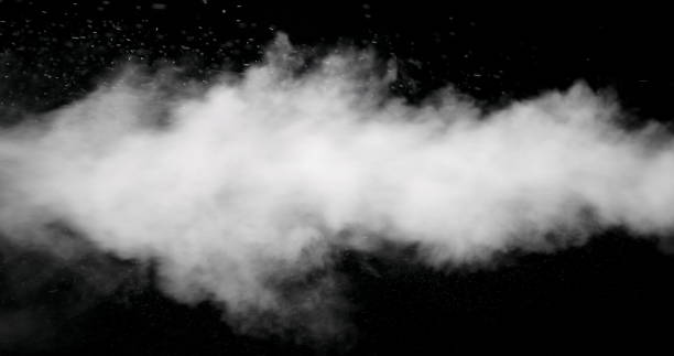 istock White Smoke Trail Isolated on Black Background 1169034937