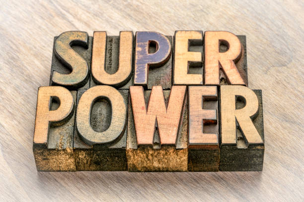 istock superpower word abstract in wood type 1169036455