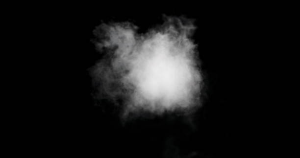 White Smoke Trail Isolated on Black Background