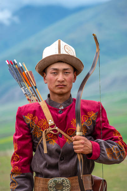 istock Traditional Kyrgyz Hunter Holding Traditional arrow. 1169039042