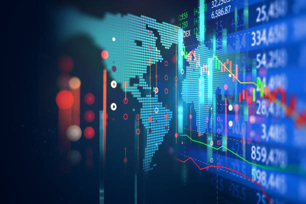 wykres inwestycji giełdowych z danymi wskaźnikowymi i wolumenowymi. - stock certificate finance business wealth zdjęcia i obrazy z banku zdjęć