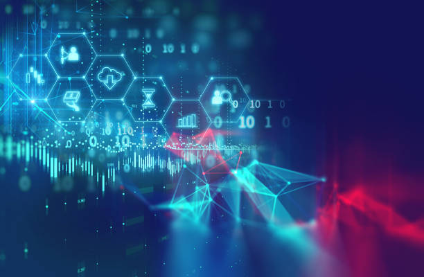 istock fintech icon  on abstract financial technology background . 1169051352