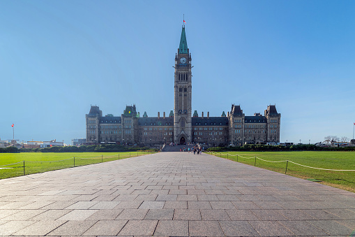 Day view of Canadian Parliament building at Parliament Hill in Ottawa, Canada