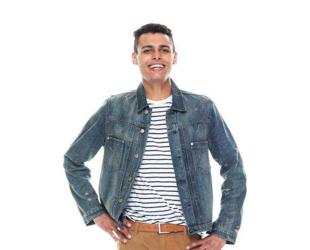 istock Good looking tall black man wearing denim jacket - hands on hips 1169052481