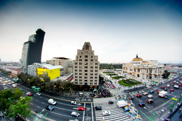 View of Mexico City, buildings and palace of fine arts