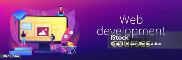 Web Development Courses Concept Banner Header Stock Illustration ...