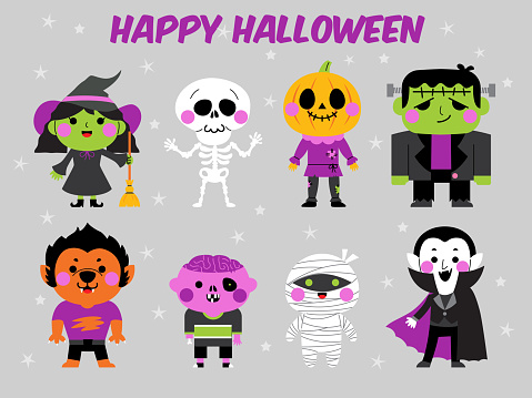 halloween character design set,halloween illustration