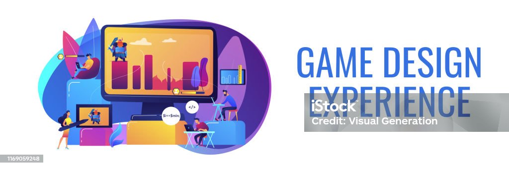 Computer Games Banner Computer Games Development Concept Banner Header Stock Illustration ...