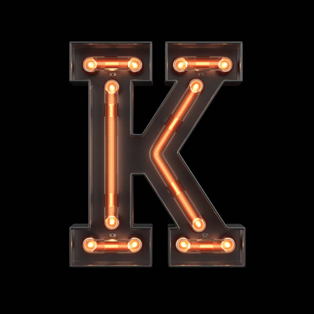 ネオンライトアルファベットk - letter k ストックフォトと画像