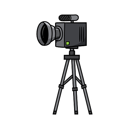 Cartoon Video Camera On Tripod Stock Illustration - Download Image Now -  Television Camera, Broadcasting, Camera Operator - iStock
